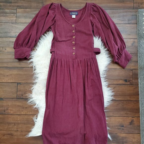 vintage 1990s maroon dress by El Huarache - Picture 6 of 9